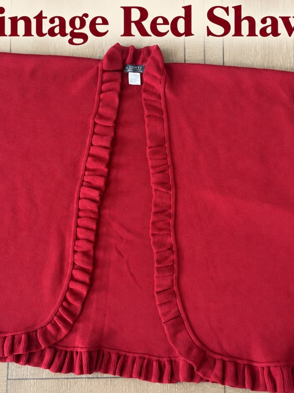 Bloomingdale's Red Shawl-Collar Robe with Ruffle Trim